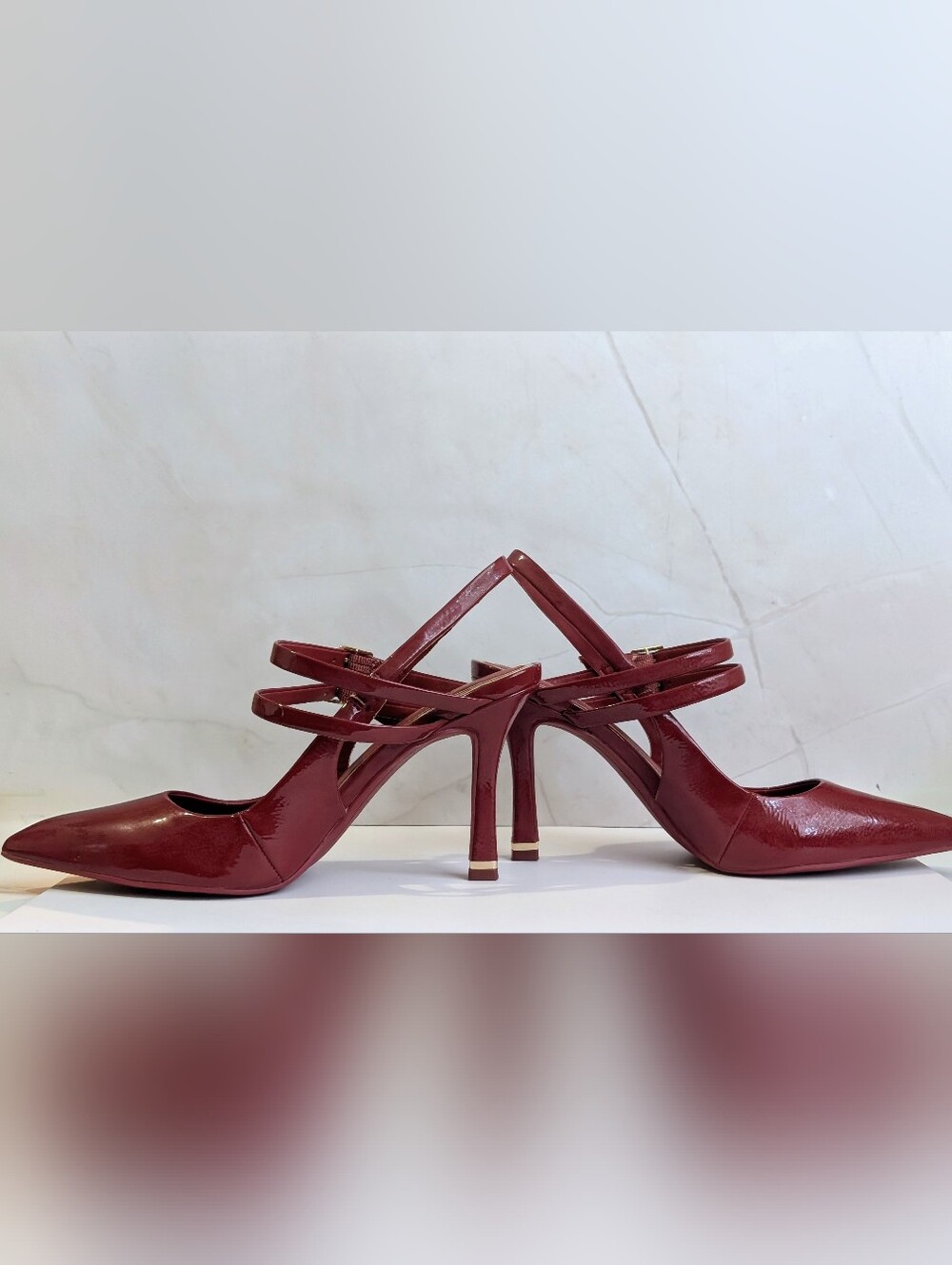 Kenneth Cole Raquel Slingback Pumps Wine Red Patent Heels Size 8 NIB